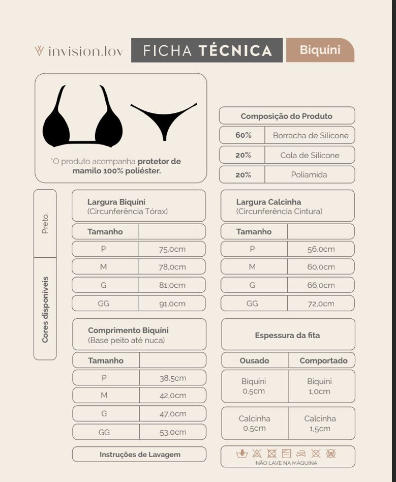 Biquíni Marquinha Adesivo - Espessura 1,0 cm as alças